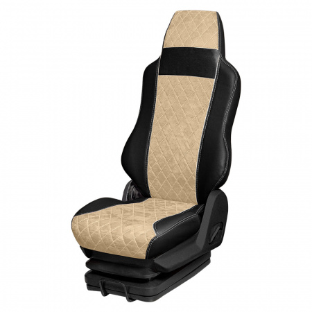 166 Чехлы Премиум DongFeng Captain-T от 2023 3-х местный (ПремиумЧерный+АликБежевый)