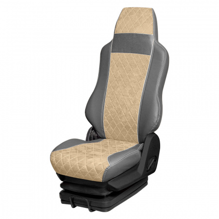 166 Чехлы Премиум DongFeng Captain-T от 2023 3-х местный (ПремиумСерый+АликБежевый)