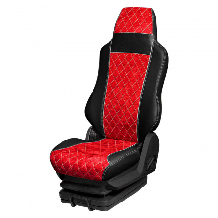 166 Чехлы Премиум DongFeng Captain-T от 2023 3-х местный (ПремиумЧерный+АликКрасный)
