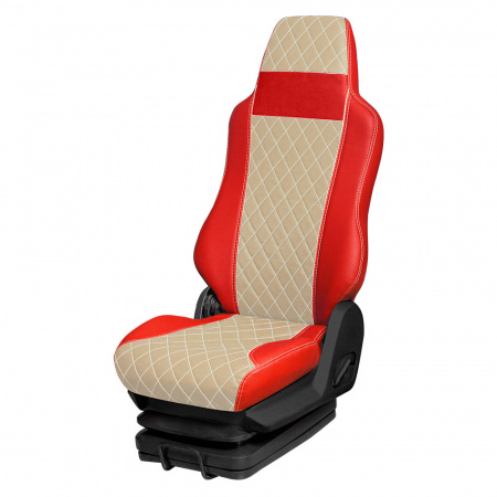 166 Чехлы Премиум DongFeng Captain-T от 2023 3-х местный (ПремиумКрасный+ПремиумБежевый)