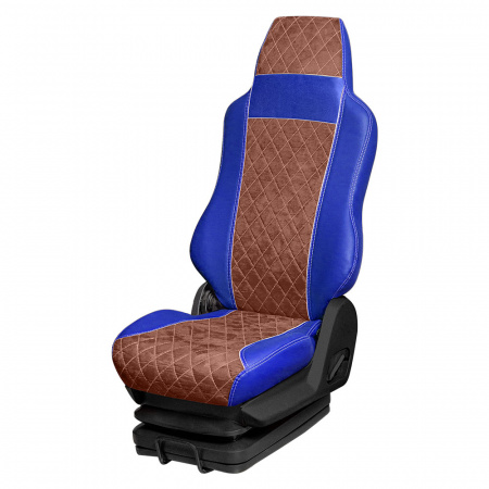 166 Чехлы Премиум DongFeng Captain-T от 2023 3-х местный (ПремиумСиний+АликКоричневый)