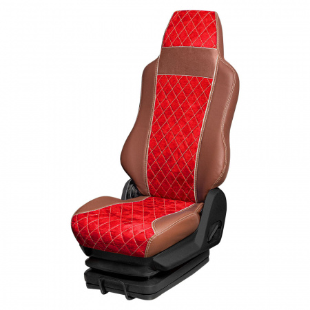 166 Чехлы Премиум DongFeng Captain-T от 2023 3-х местный (ПремиумКоричневый+АликКрасный)