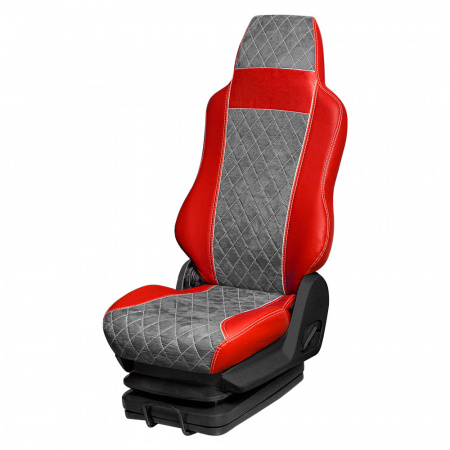166 Чехлы Премиум DongFeng Captain-T от 2023 3-х местный (ПремиумКрасный+АликСерый)