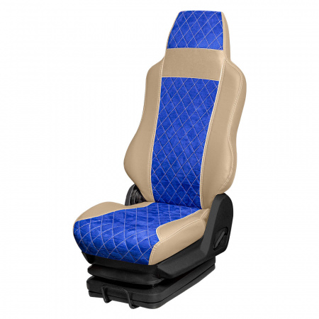 166 Чехлы Премиум DongFeng Captain-T от 2023 3-х местный (ПремиумБежевый+АликСиний)
